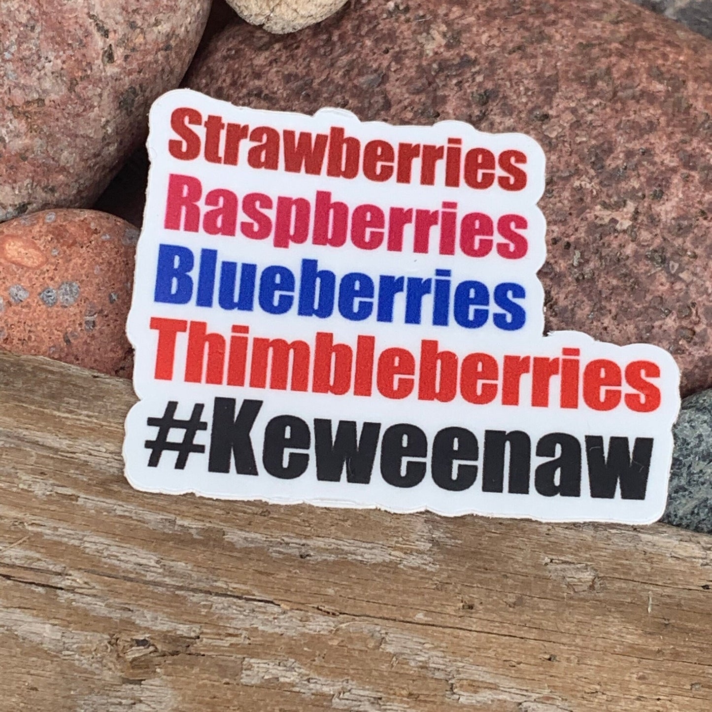 Strawberry Raspberry Blueberry Thimbleberry vinyl sticker | waterproof | laptop sticker | yooper | UP | Upper Peninsula | Michigan | berry