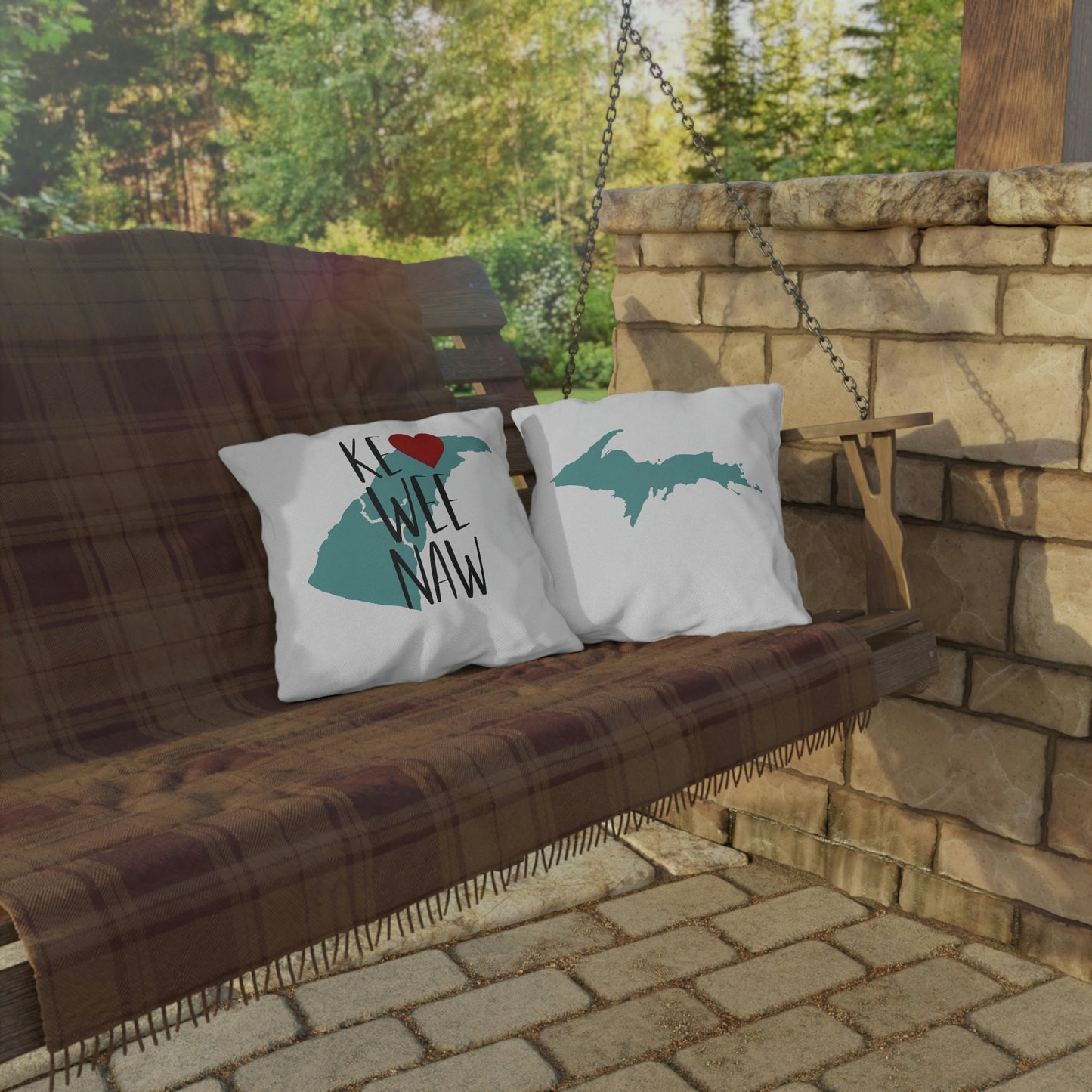 Keweenaw Love Upper Peninsula Michigan Outdoor Pillow