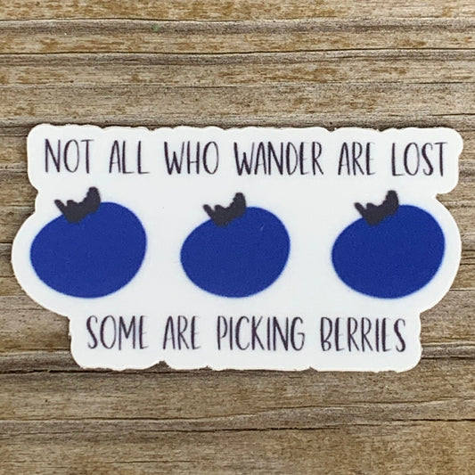 Blueberry vinyl magnet | magnet |  Not all who wander | Maine |  Michigan | refrigerator magnet |  blueberries  | picking berries | berry