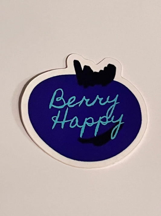 Blueberry vinyl sticker | waterproof sticker | berry happy | berry picking | Maine |  Michigan | decal |  blueberries  | picking berries