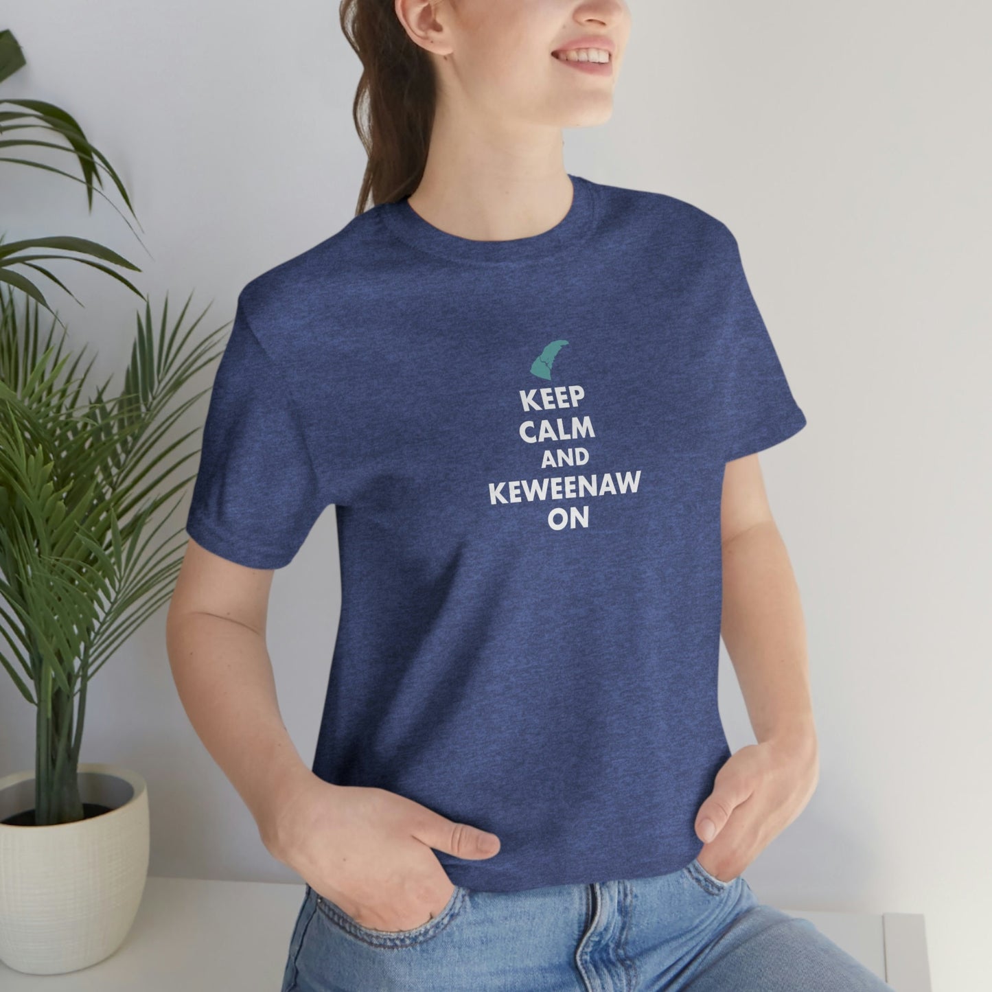 Keep Calm and Keweenaw on Unisex Jersey Short Sleeve Tee, Upper Peninsula, Michigan