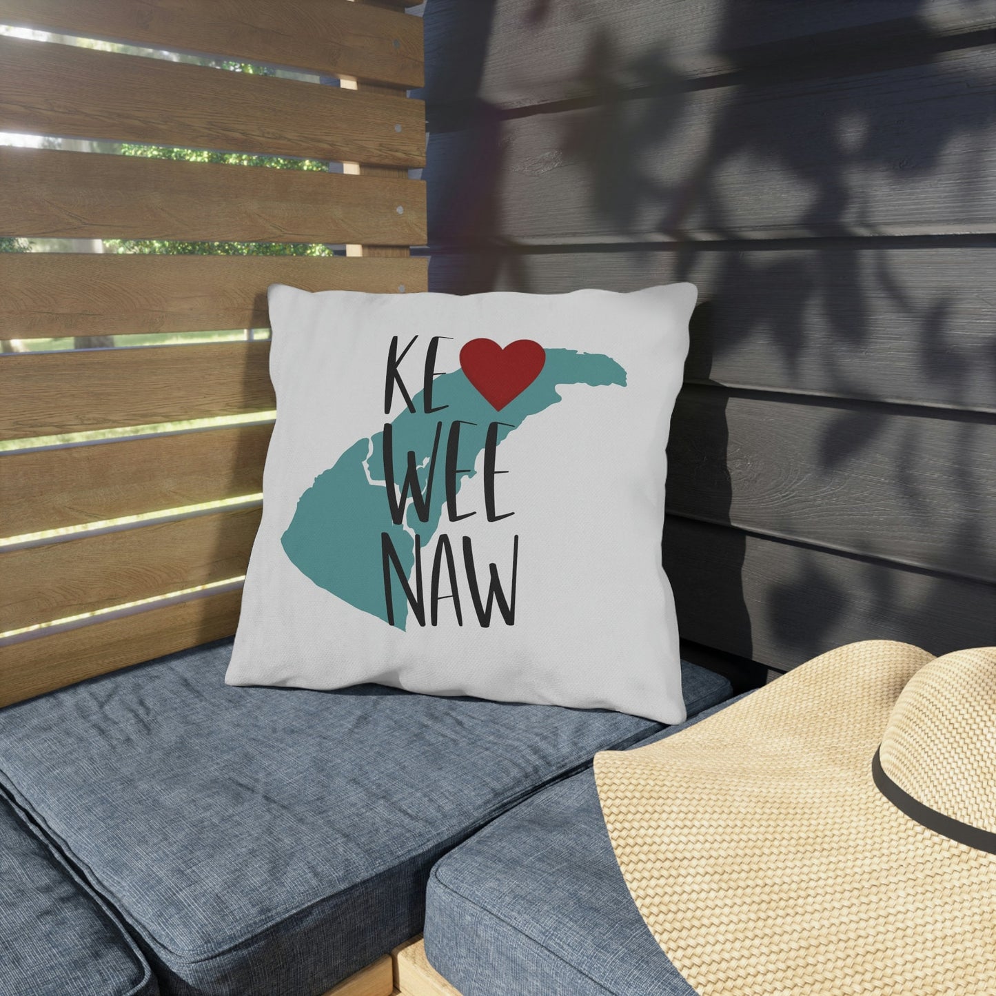 Keweenaw Love Upper Peninsula Michigan Outdoor Pillow